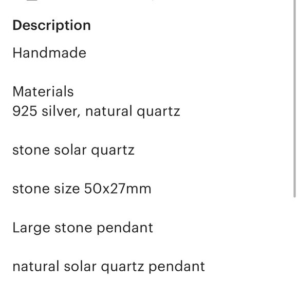 🌙 STUNNING Solar Quartz Natural Gemstone Statement Pendent w/ 925 Silver 50x20mm - Picture 6 of 9